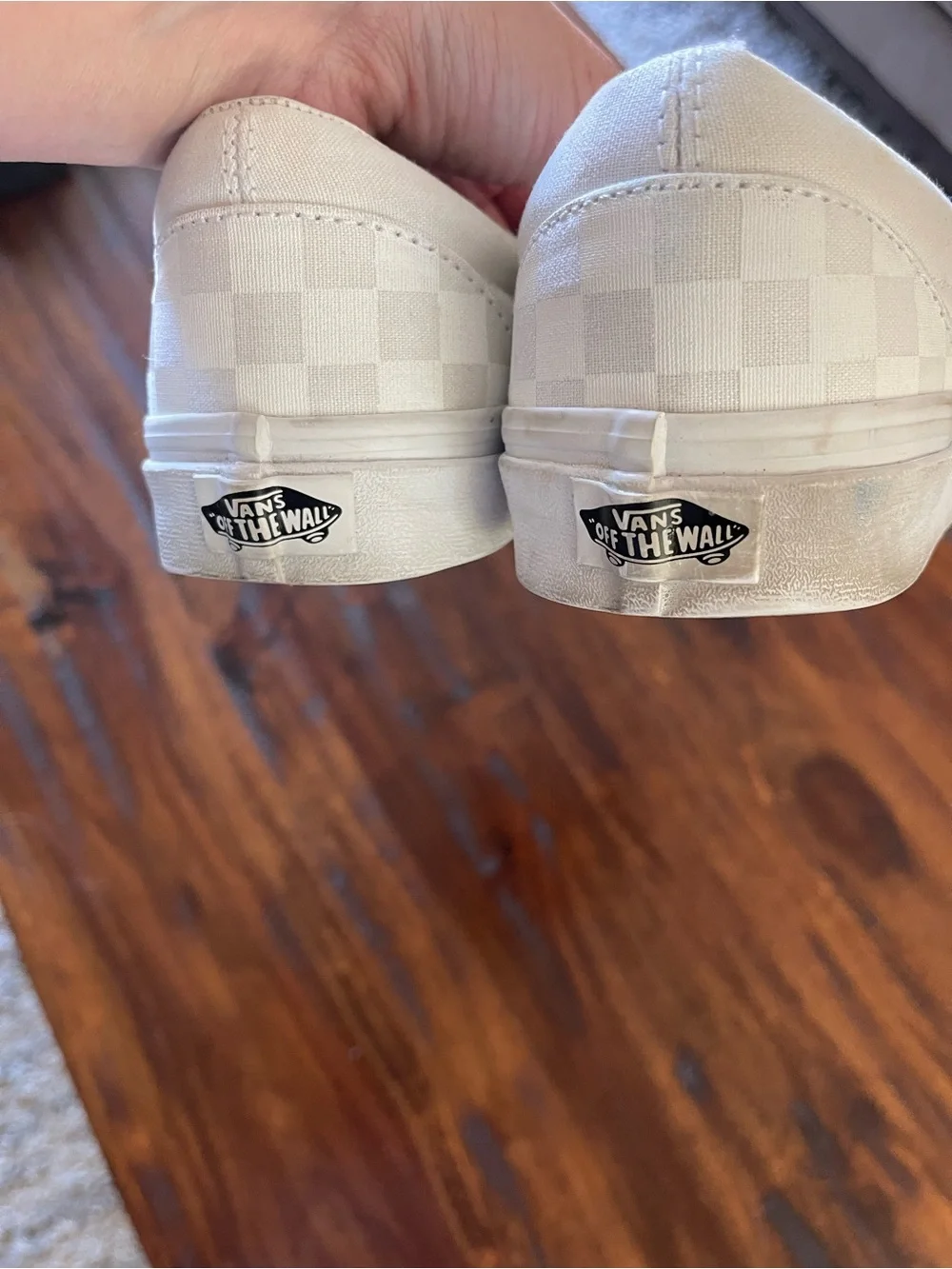 Vans White Slip-On Checkerboard Sneakers Unisex